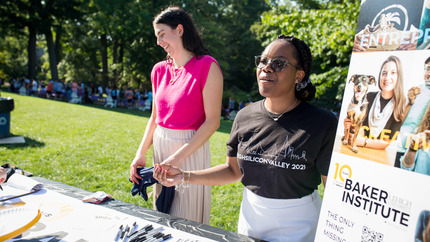 Representatives at a resource fair on campus.